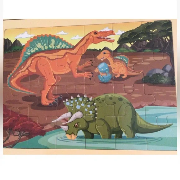 Dinosaur wooden jigsaw puzzles w/storage bag..(NWT) - Picture 3 of 7